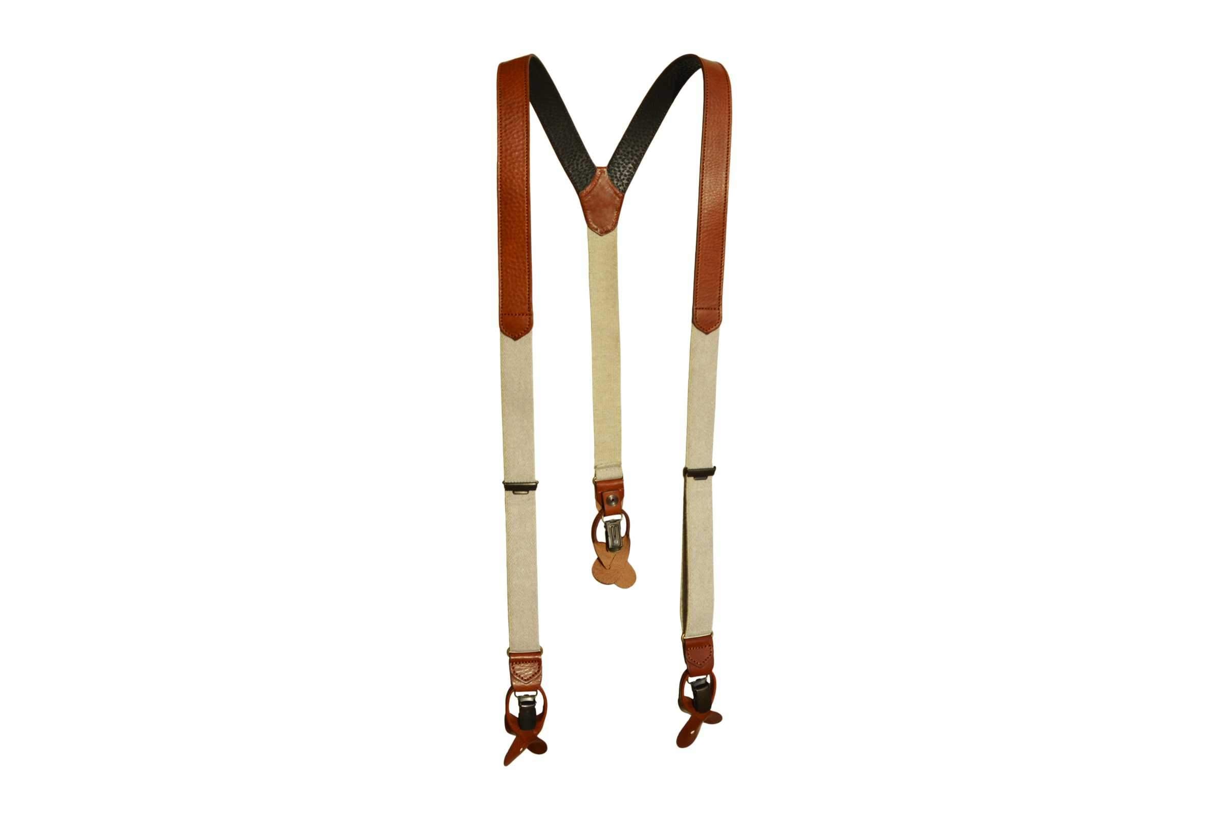 Cognac Leather Suspenders by Baron Bretelle